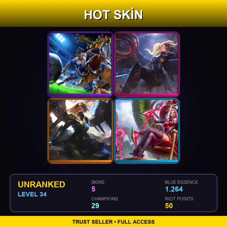 EUNE | Lv34 | Unranked | 5 Skin | 29 Champ