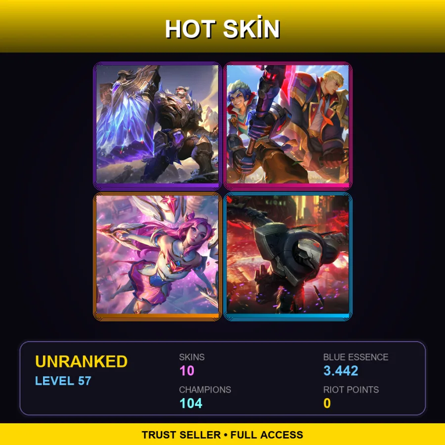 TR | Lv57 | Unranked | 10 Skin | 104 Champ — LoL account