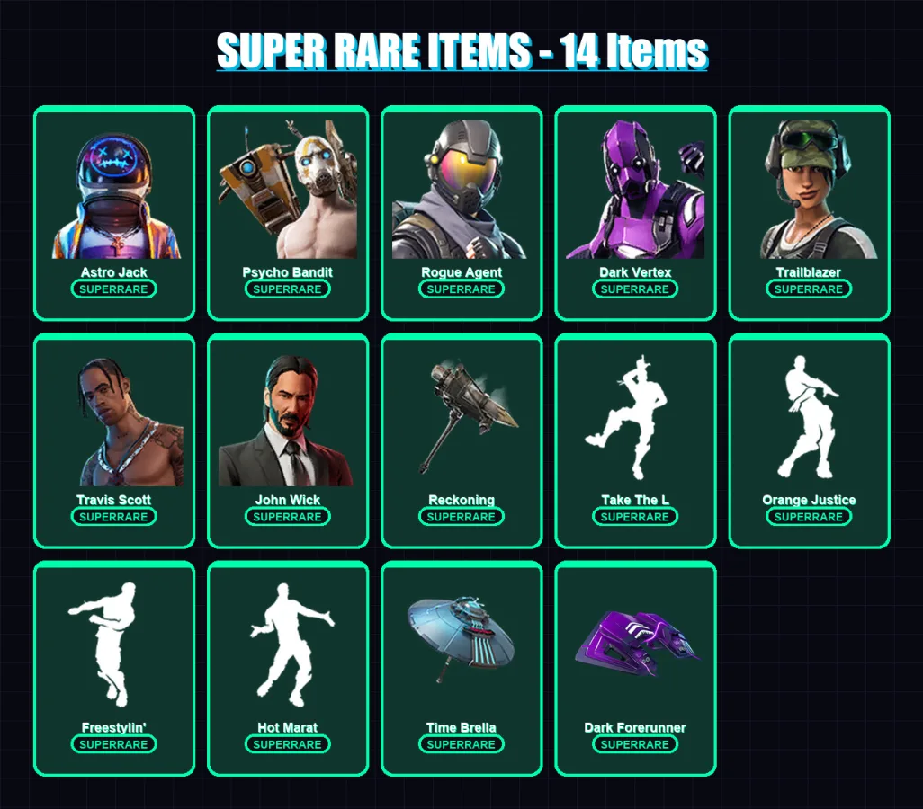 [PS4/PS5/XBOX/PC] | Astro Jack | Psycho Bandit | Rogue Agent | Dark Vertex | Trailblazer | 278 skin | 186 pickaxe | 190 emote | 153 glider | Lv2268