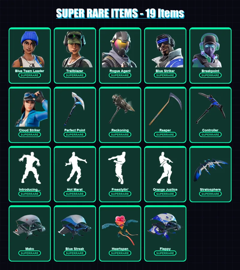 [PC/XBOX/PSN] | Blue Team Leader | Trailblazer | Rogue Agent | Blue Striker | Breakpoint | 111 skin | 86 pickaxe | 95 emote | 67 glider | Lv1217