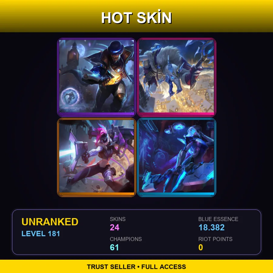LAS | Lv181 | Unranked | 24 Skin | 61 Champ — Ice King Twitch