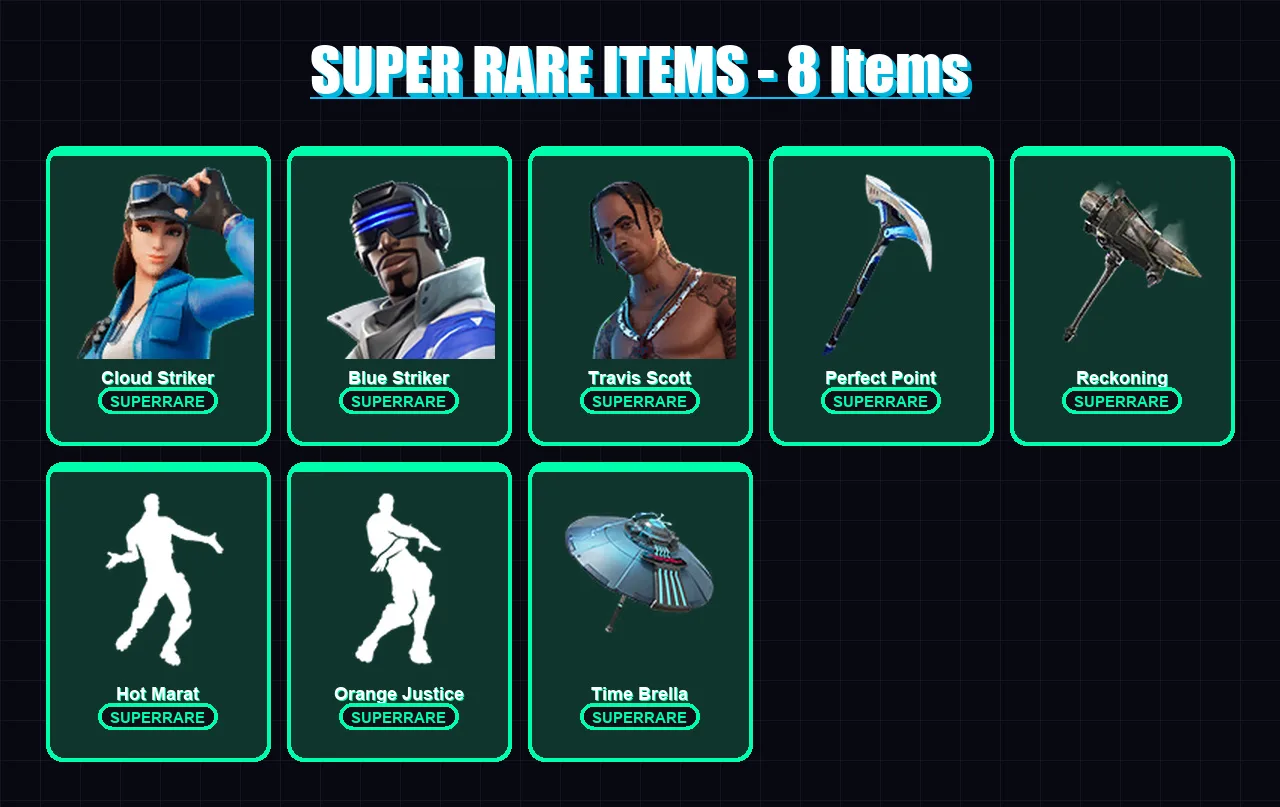 [PS4/PS5/XBOX/PC] | Cloud Striker | Blue Striker | Travis Scott | Lynx | Blackheart | 55 skin | 73 pickaxe | 83 emote | 79 glider | Lv1402