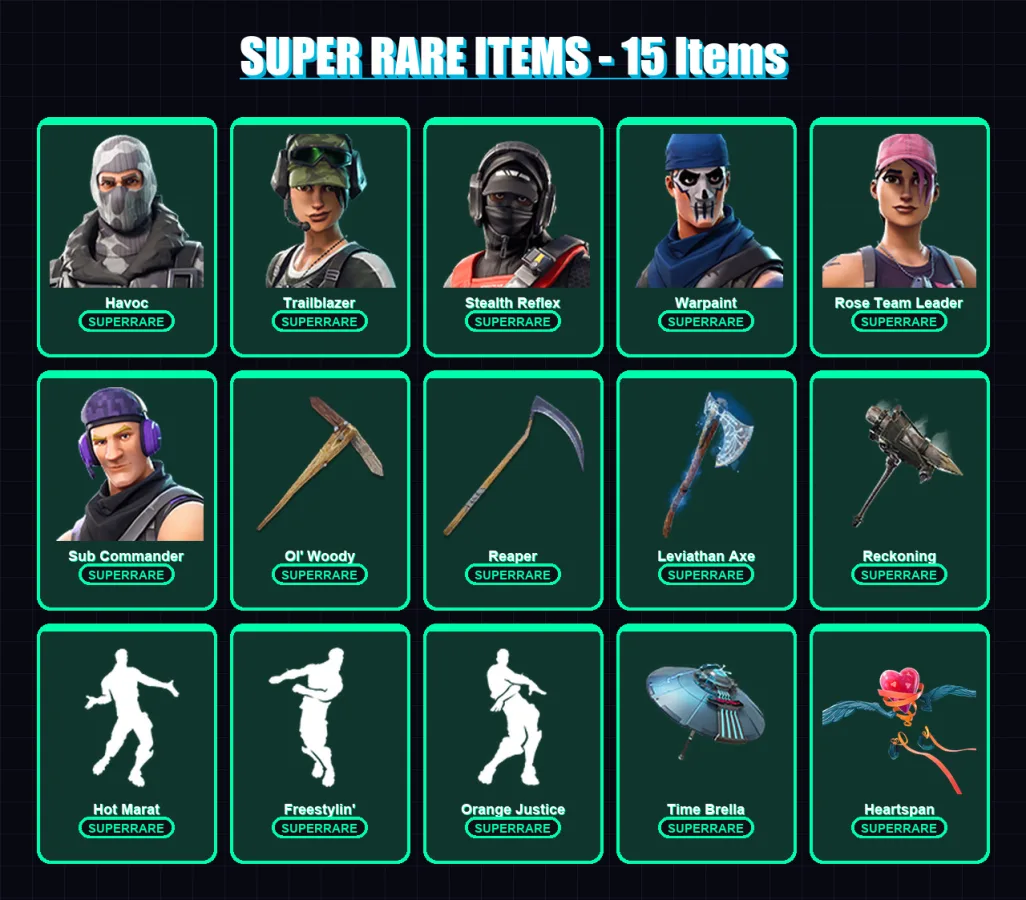 [PC/XBOX/PSN] | Havoc | Trailblazer | Stealth Reflex | Warpaint | Rose Team Leader | 146 skin | 122 pickaxe | 102 emote | 104 glider | Lv1634 — Fortnite account