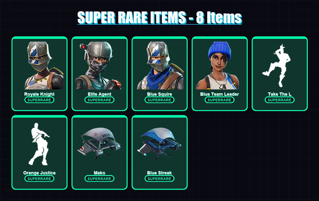 [PS4/PS5/XBOX/PC] | Royale Knight | Elite Agent | Blue Squire | Blue Team Leader | Drift | 19 skin | 13 pickaxe | 17 emote | 18 glider | Lv263