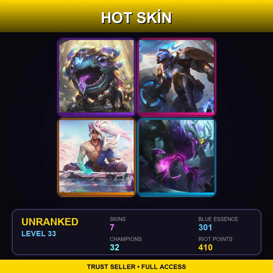ME | Victorious Kog'Maw | Pulsefire Pantheon | Spirit Blossom Yasuo | Old God Nocturne | 7 Skin | 32 Champ | Lv33