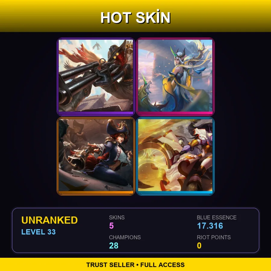 LAS | Lv33 | Unranked | 5 Skin | 28 Champ — Unranked / Smurf League of Legends