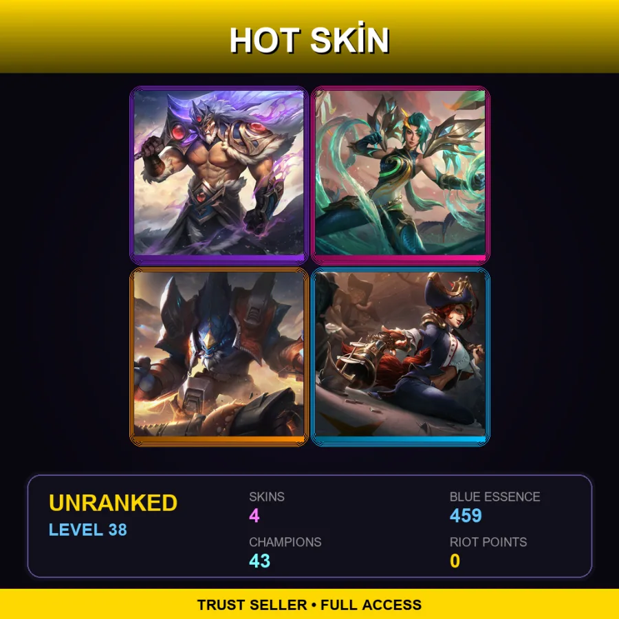 EUW | Lv38 | Unranked | 4 Skin | 43 Champ