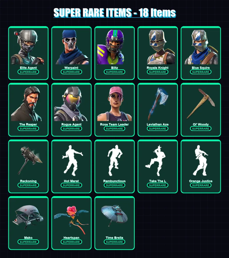 [PC/PSN] | Elite Agent | Warpaint | Blitz | Royale Knight | Blue Squire | 119 skin | 90 pickaxe | 94 emote | 90 glider | Lv1247