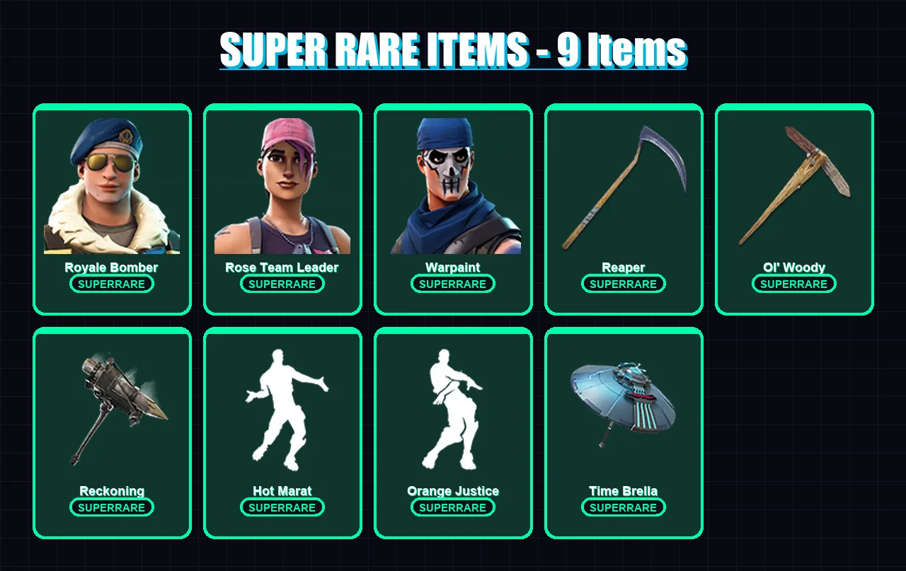 [PC/XBOX] | Royale Bomber | Rose Team Leader | Warpaint | Spectra Knight | Zenith | 129 skin | 167 pickaxe | 116 emote | 148 glider | Lv2300