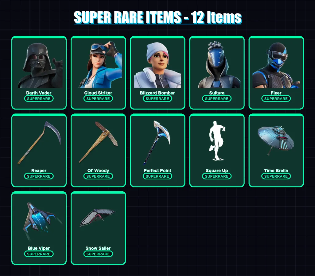 [PS4/PS5/XBOX/PC] | Darth Vader | Cloud Striker | Blizzard Bomber | Sultura | Fixer | 235 skin | 253 pickaxe | 184 emote | 179 glider | Lv2487