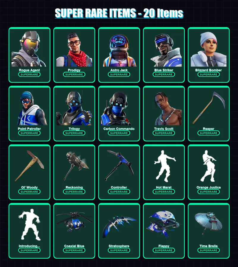 [PC/XBOX] | Rogue Agent | Prodigy | Astro Jack | Blue Striker | Blizzard Bomber | 229 skin | 239 pickaxe | 192 emote | 180 glider | Lv2383 — Fortnite account