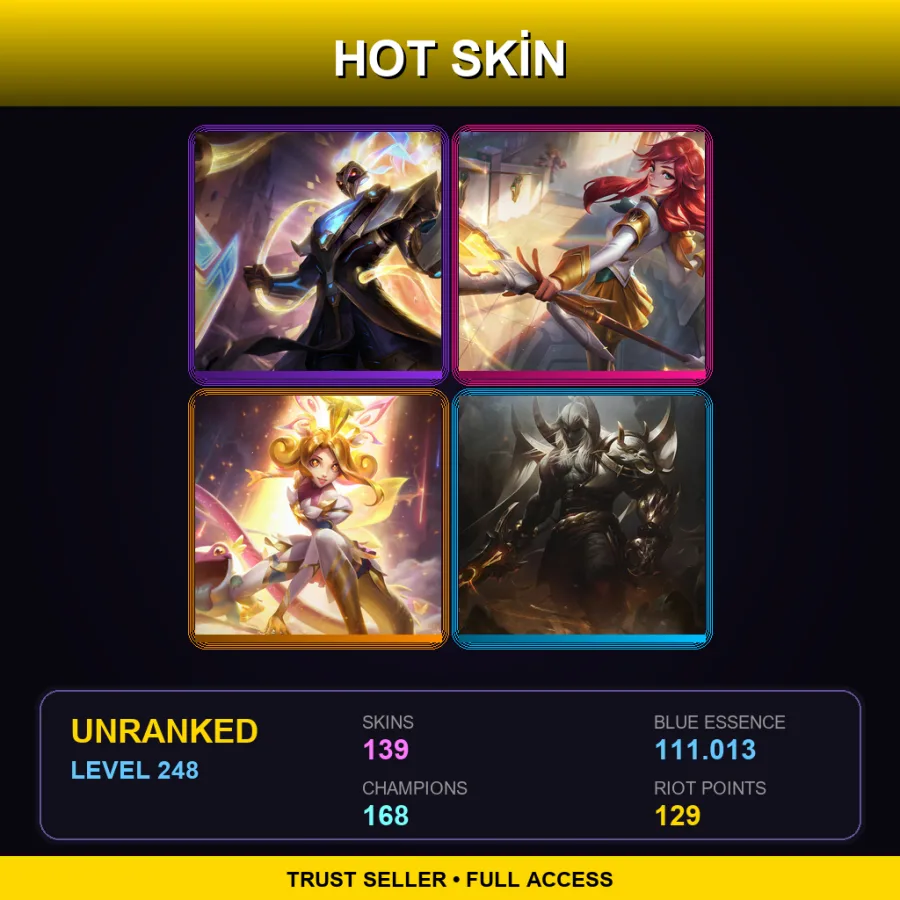 SG | Lv248 | Unranked | 139 Skin | 168 Champ — LoL account