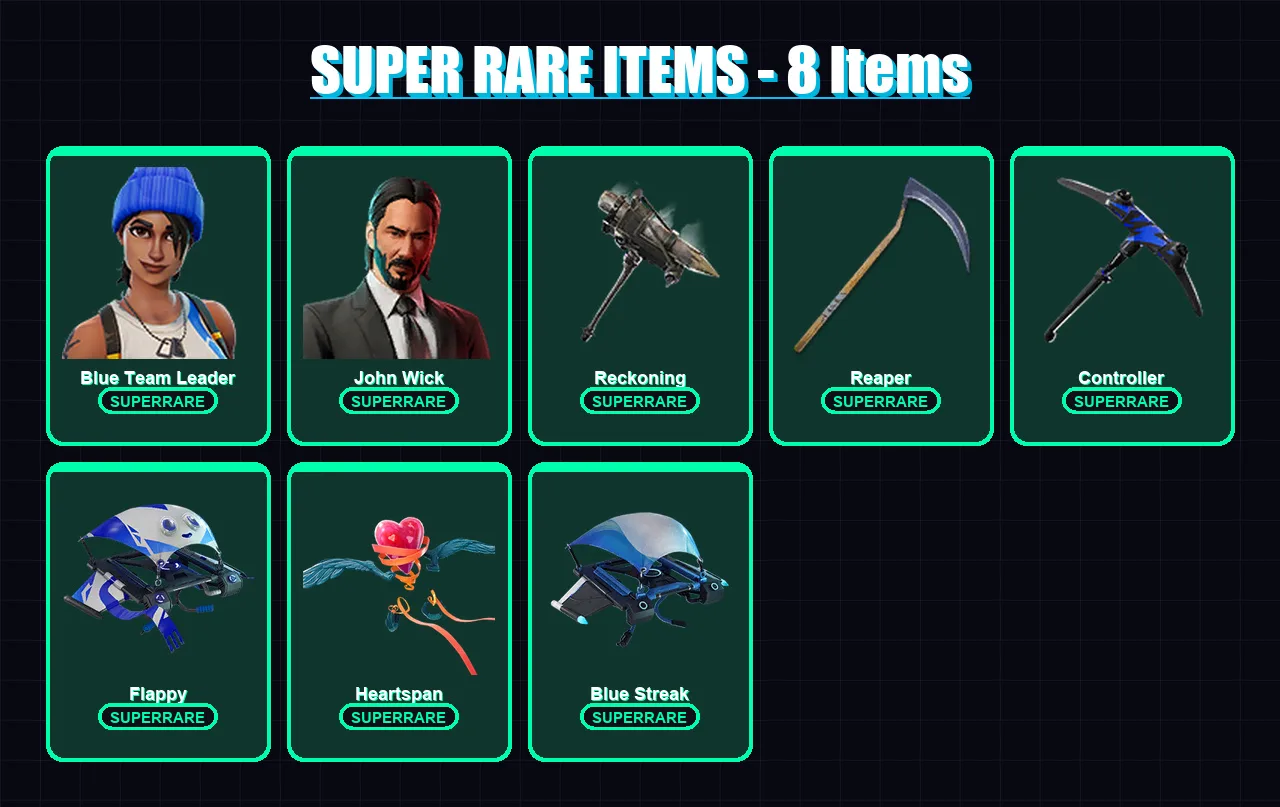 [PS4/PS5/XBOX/PC] | Blue Team Leader | John Wick | Sentinel | Zenith | The Prisoner | 66 skin | 65 pickaxe | 57 emote | 58 glider | Lv575 — Fortnite account