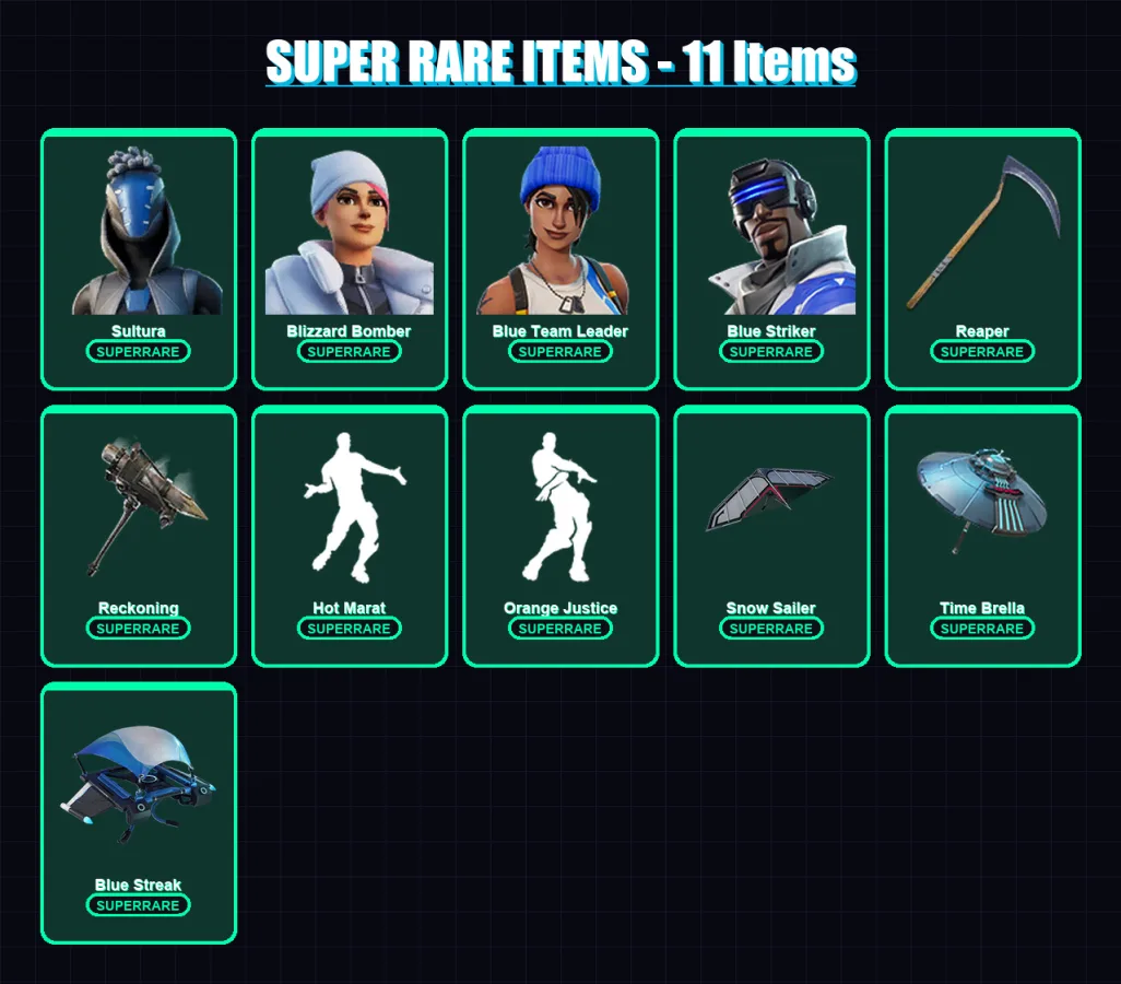 [PC] | Sultura | Blizzard Bomber | Blue Team Leader | Blue Striker | Ruin | 276 skin | 333 pickaxe | 275 emote | 256 glider | Lv3548