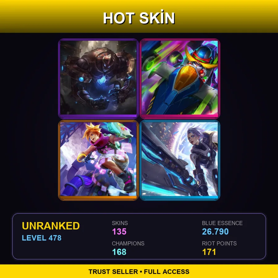 BR | Lv478 | Unranked | 135 Skin | 168 Champ