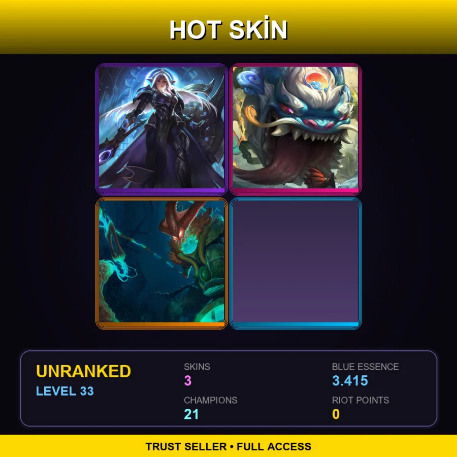LAS | Lv33 | Unranked | 3 Skin | 21 Champ — LoL account