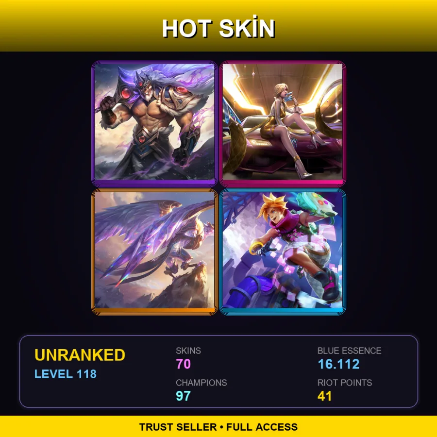EUW | Lv118 | Unranked | 70 Skin | 97 Champ