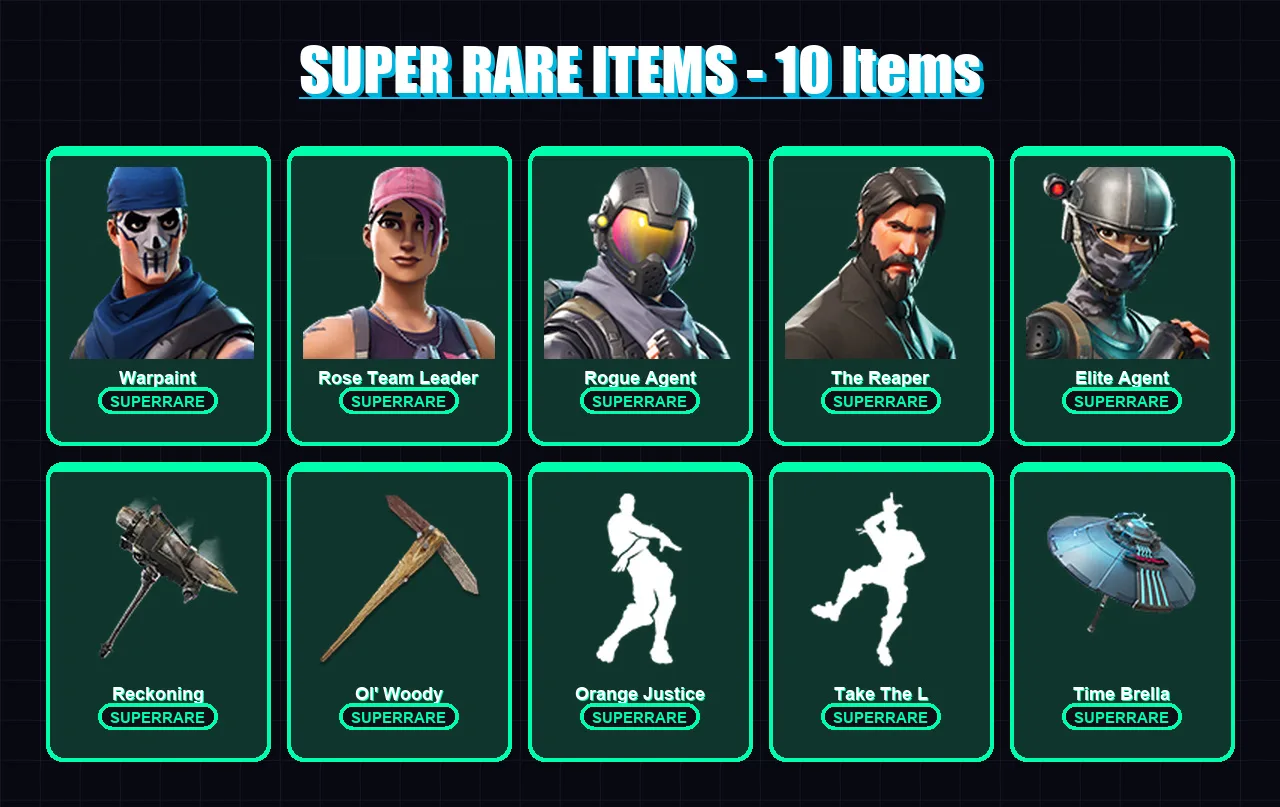 [PC/PSN] | Warpaint | Rose Team Leader | Rogue Agent | The Reaper | Elite Agent | 44 skin | 78 pickaxe | 50 emote | 81 glider | Lv1074