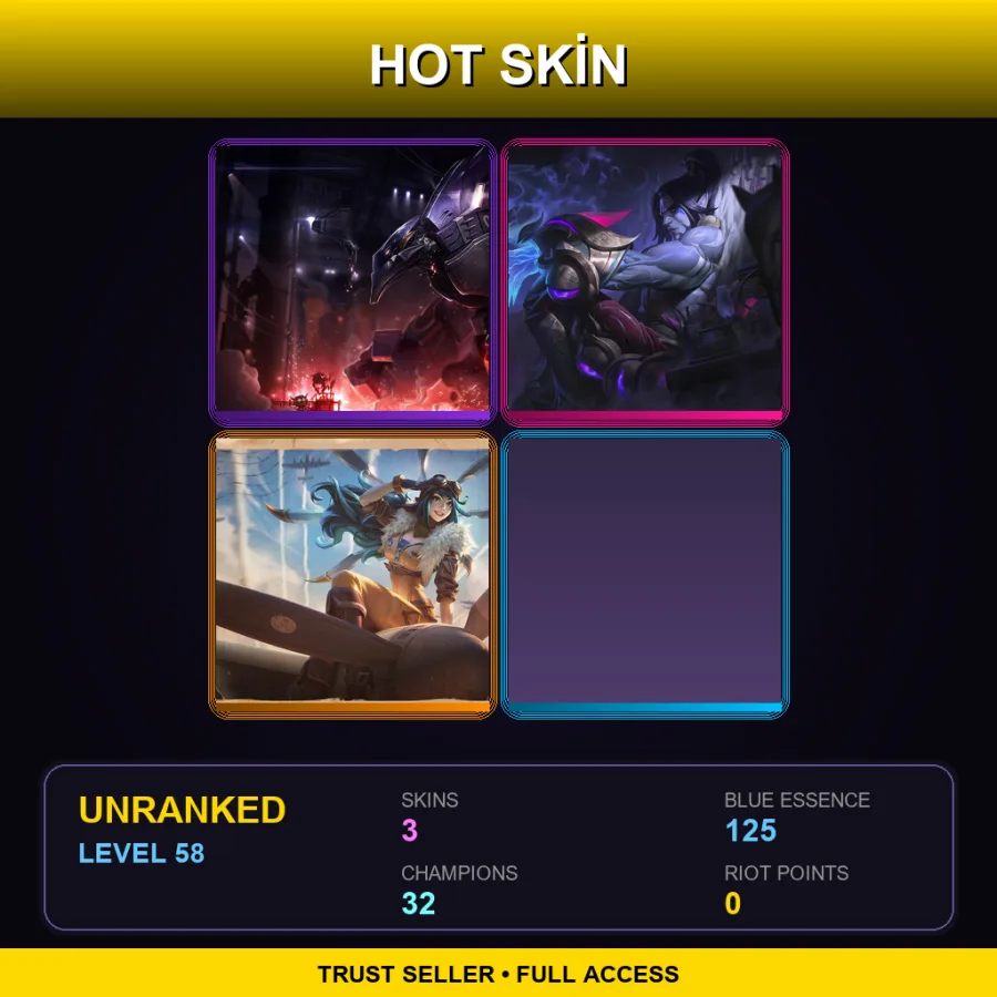 LAN | Lv58 | Unranked | 3 Skin | 32 Champ — Aviator Irelia