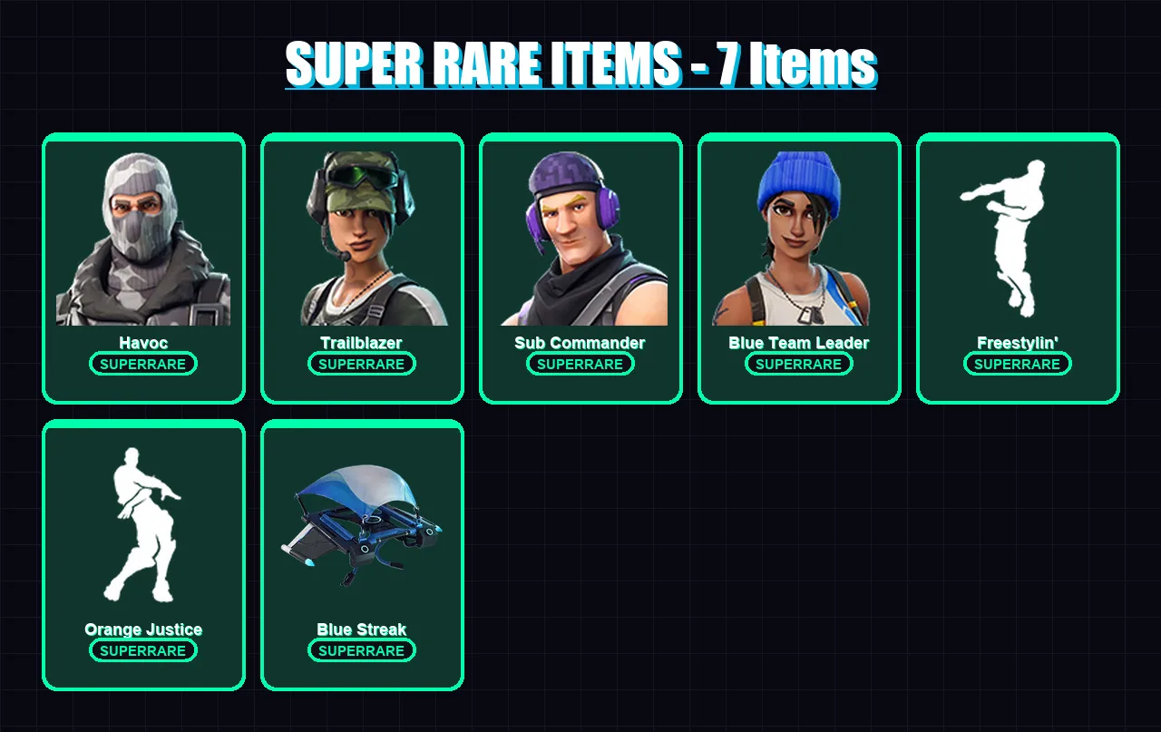 [PC/XBOX] | Havoc | Trailblazer | Sub Commander | Blue Team Leader | Carbide | 7 skin | 4 pickaxe | 4 emote | 6 glider | Lv57