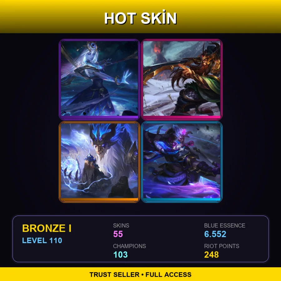 EUNE | Lv110 | Bronze I | 55 Skin | 103 Champ — LoL account
