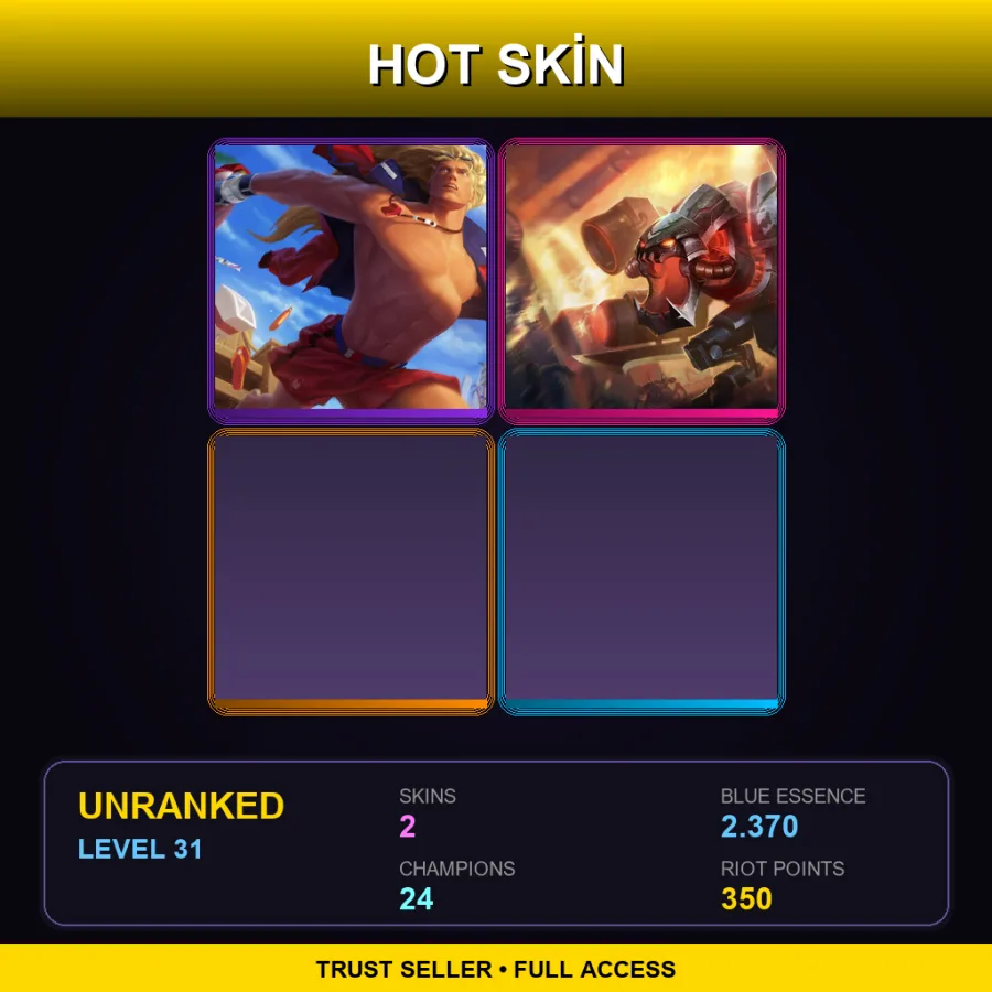 LAN | Lv31 | Unranked | 2 Skin | 24 Champ — Pool Party Taric