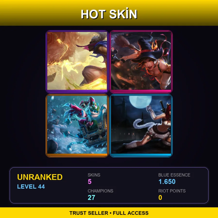 BR | Lv44 | Unranked | 5 Skin | 27 Champ — LoL account
