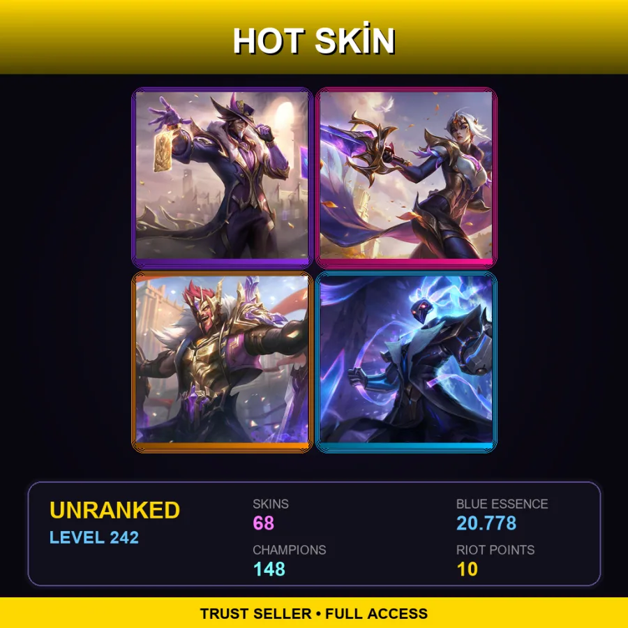EUW | Lv242 | Unranked | 68 Skin | 148 Champ — Debonair Zed