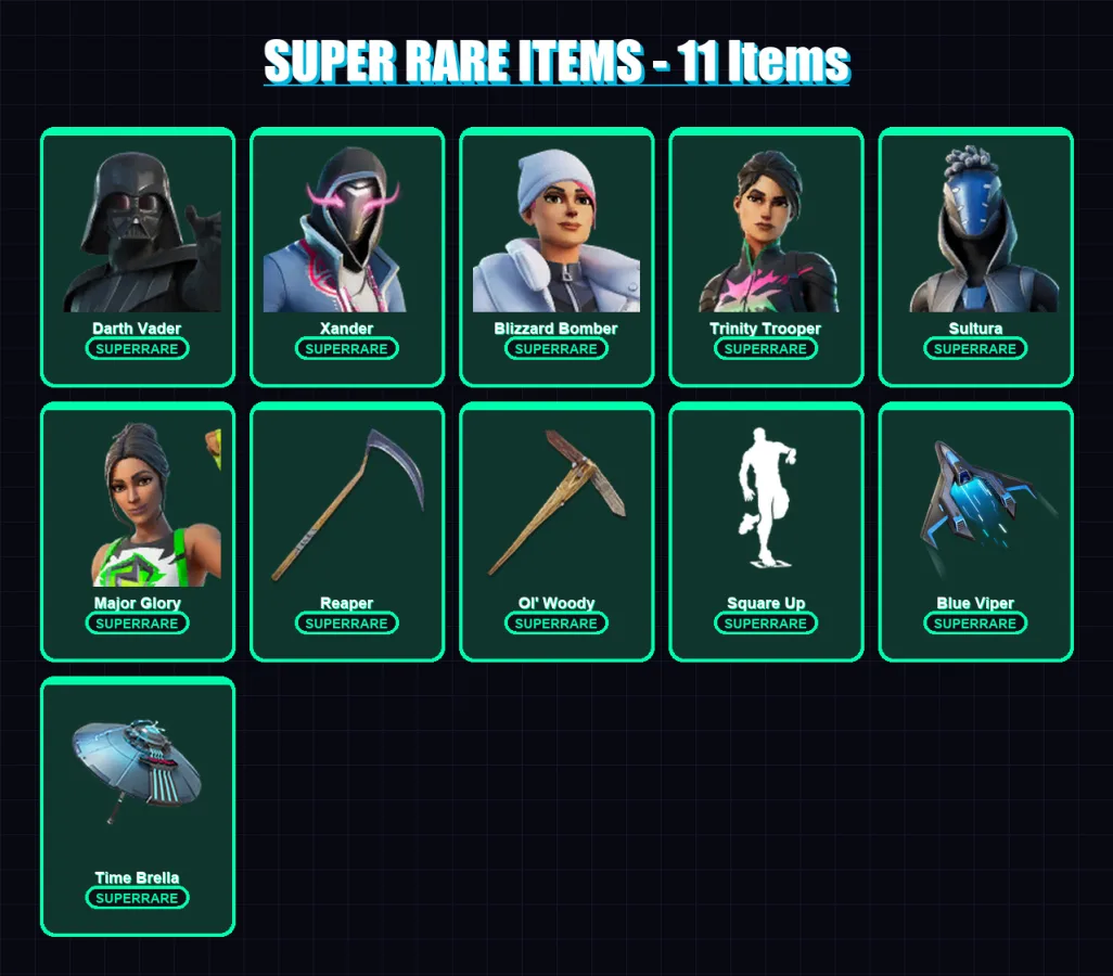 [PC/XBOX] | Darth Vader | Xander | Blizzard Bomber | Trinity Trooper | Sultura | 446 skin | 423 pickaxe | 238 emote | 229 glider | Lv6977