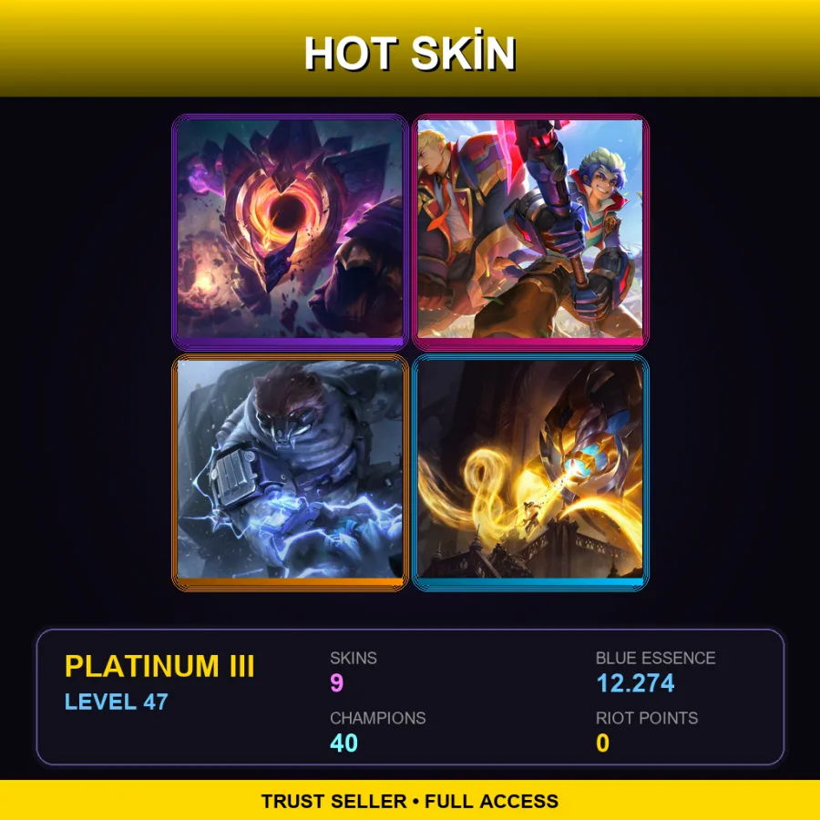 EUNE | Lv47 | Platinum III | 9 Skin | 40 Champ — LoL account