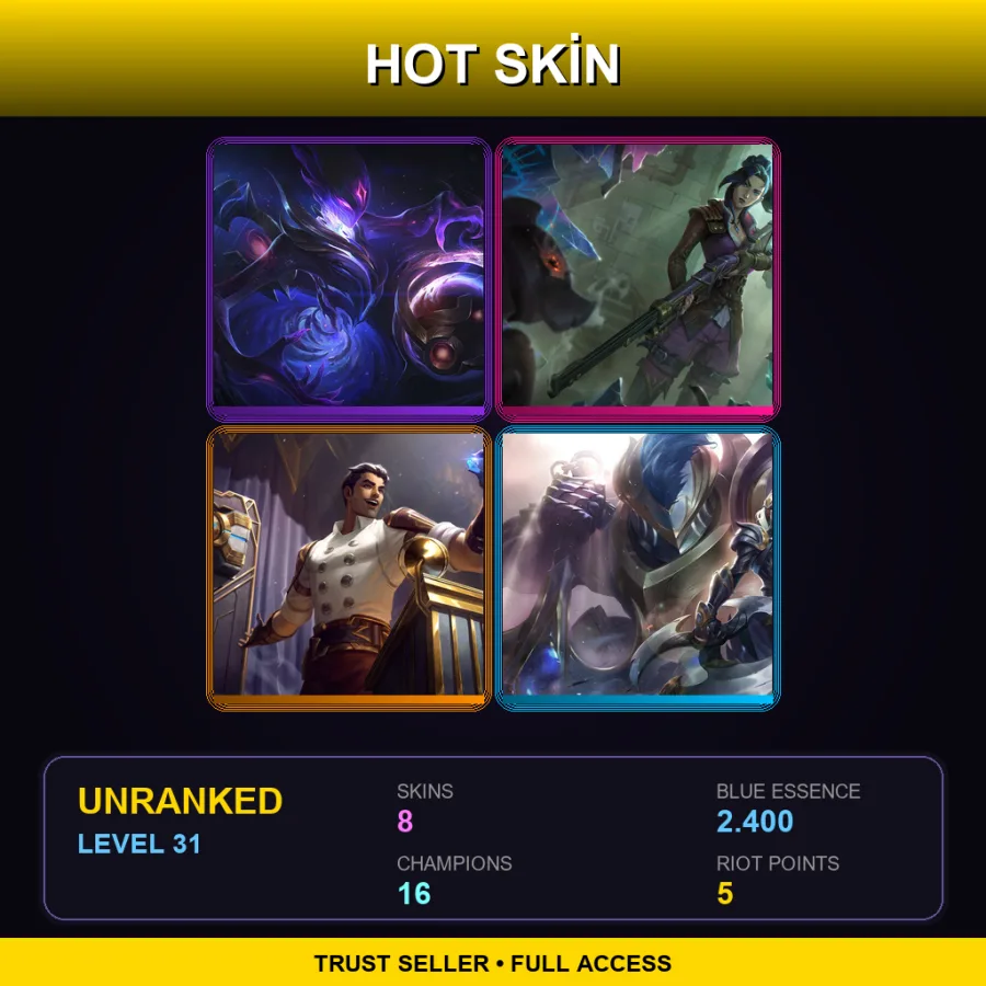 NA | Lv31 | Unranked | 8 Skin | 16 Champ