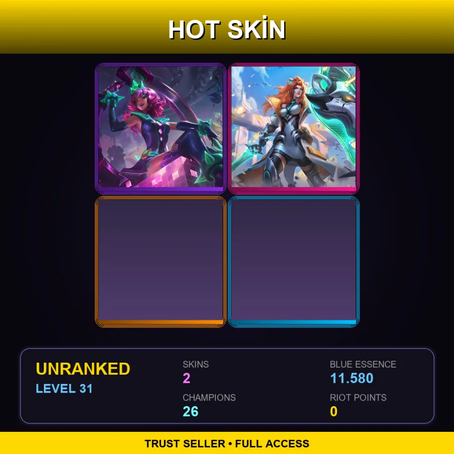 EUW | Lv31 | Unranked | 2 Skin | 26 Champ — LoL account