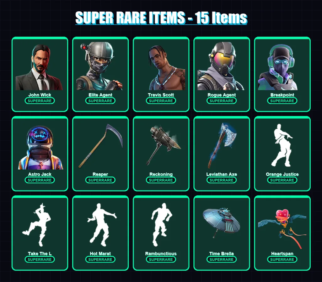 [PC/PSN] | John Wick | Elite Agent | Travis Scott | Rogue Agent | Breakpoint | 335 skin | 232 pickaxe | 200 emote | 173 glider | Lv3383