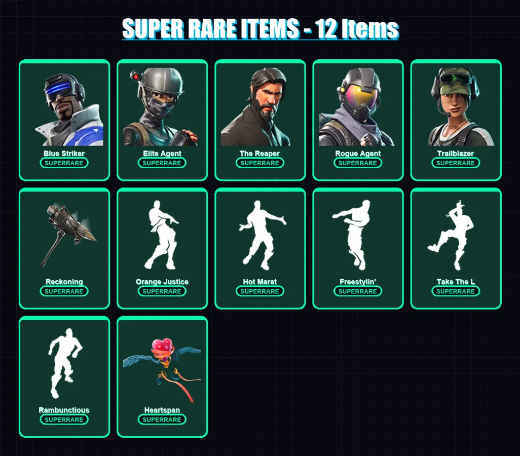 [PC/XBOX] | Blue Striker | Elite Agent | The Reaper | Rogue Agent | Trailblazer | 81 skin | 64 pickaxe | 86 emote | 77 glider | Lv1210 — Fortnite account