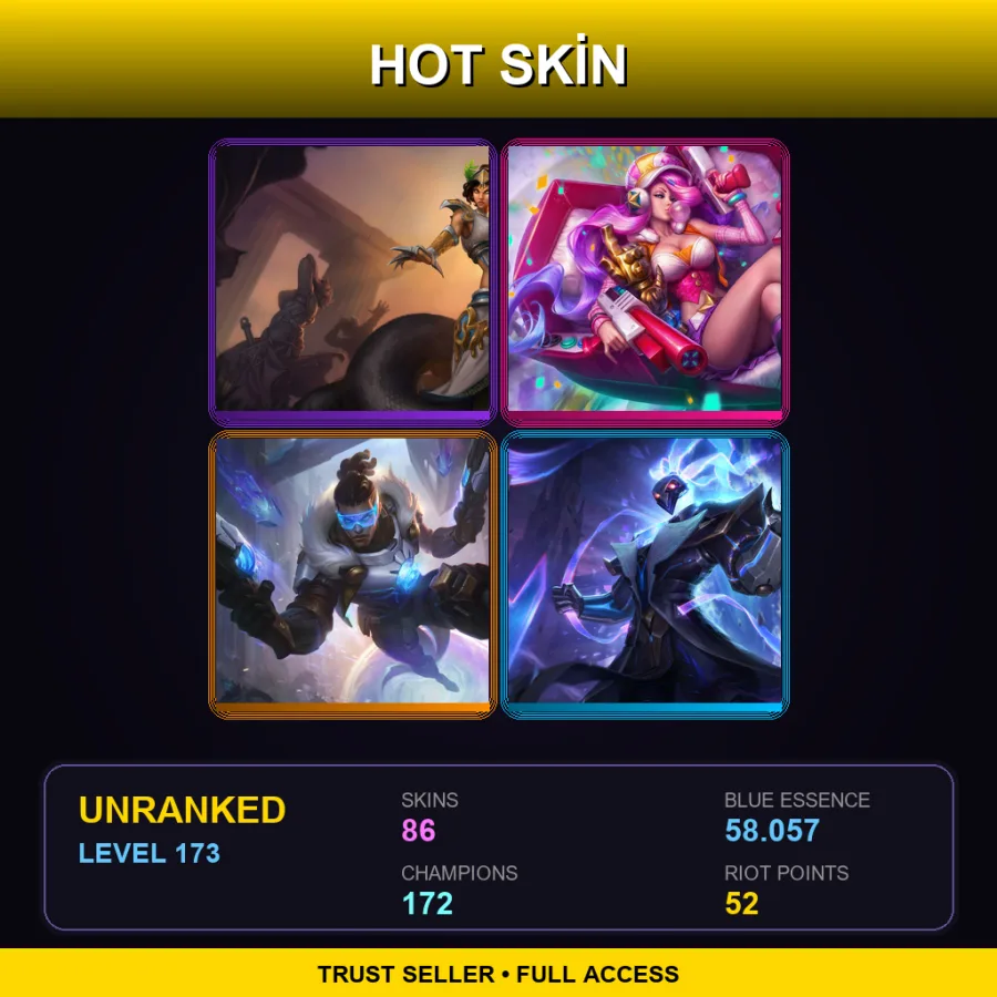 EUNE | Lv173 | Unranked | 86 Skin | 172 Champ