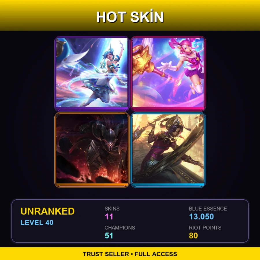 SG | Lv40 | Unranked | 11 Skin | 51 Champ — LoL account