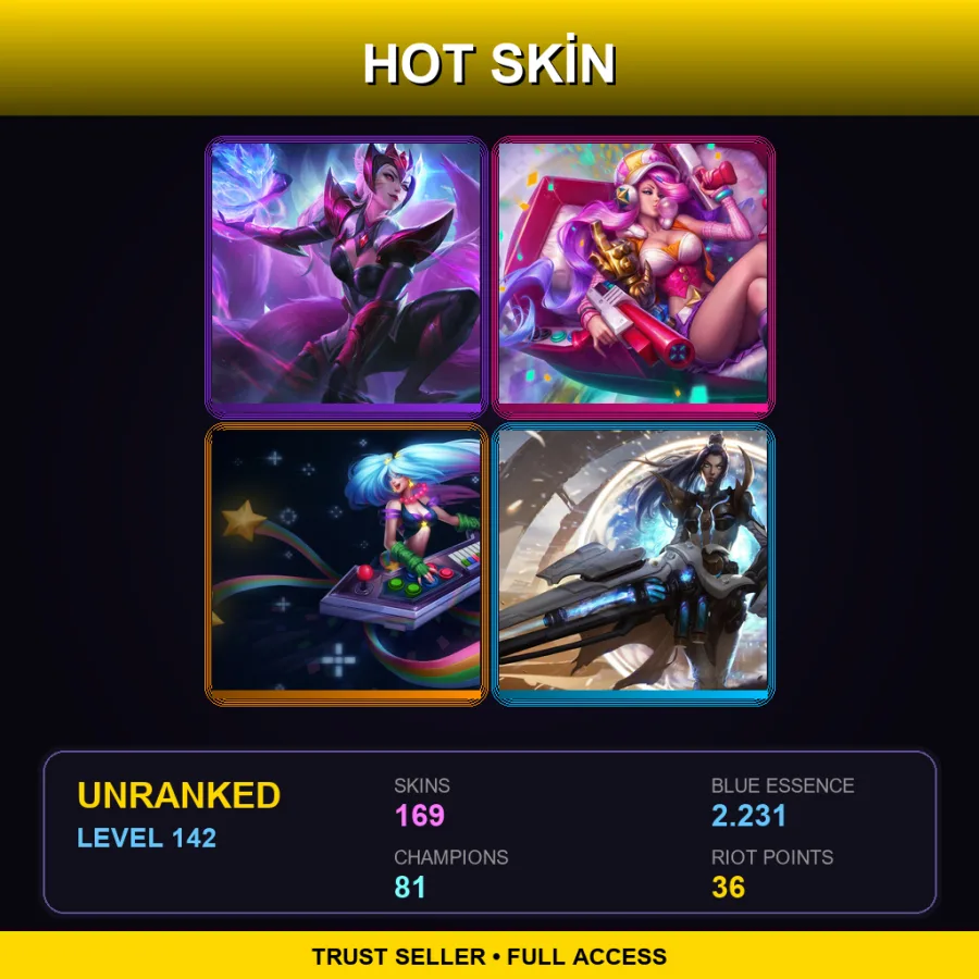 NA | Lv142 | Unranked | 169 Skin | 81 Champ — LoL account