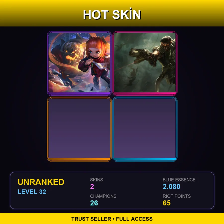 EUW | Lv32 | Unranked | 2 Skin | 26 Champ — LoL account