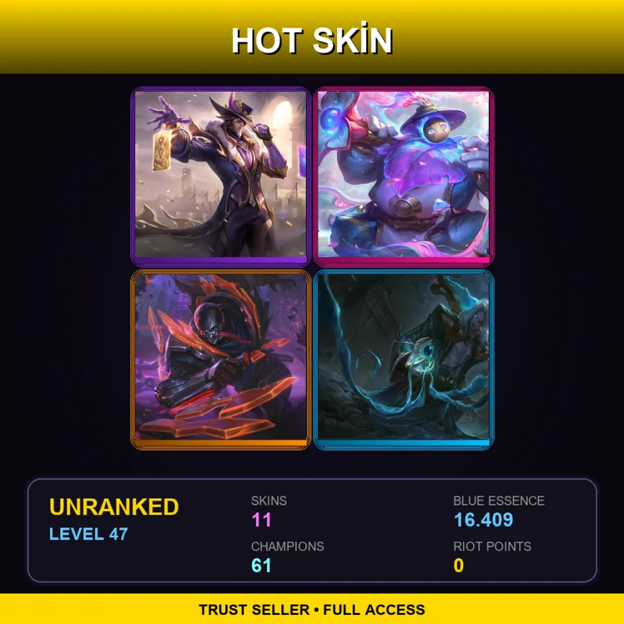 EUW | Lv47 | Unranked | 11 Skin | 61 Champ