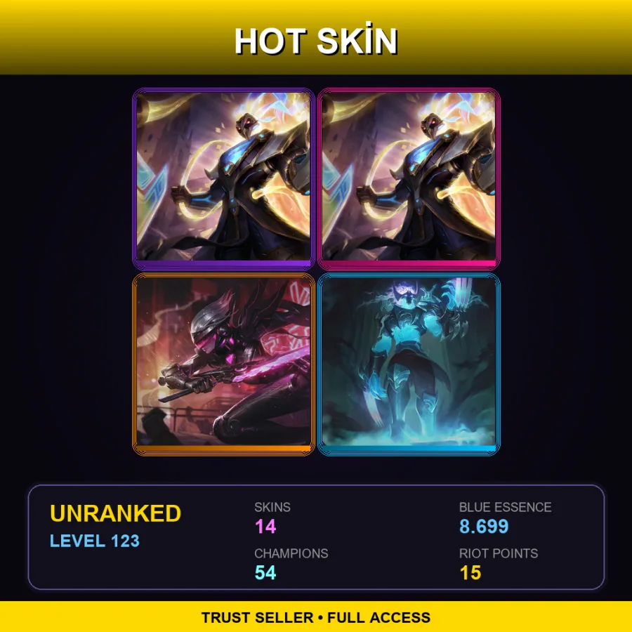 LAS | Lv123 | Unranked | 14 Skin | 54 Champ — LoL account