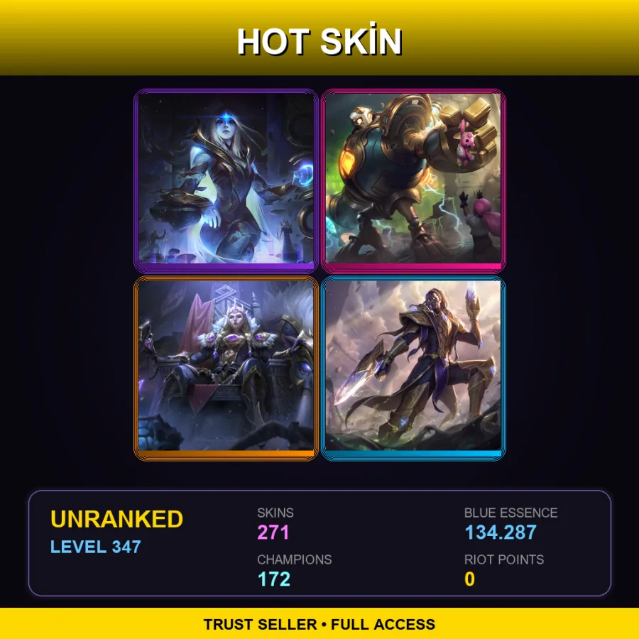 VN | Lv347 | Unranked | 271 Skin | 172 Champ — LoL account