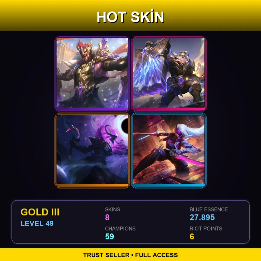 TR | Lv49 | Gold III | 8 Skin | 59 Champ