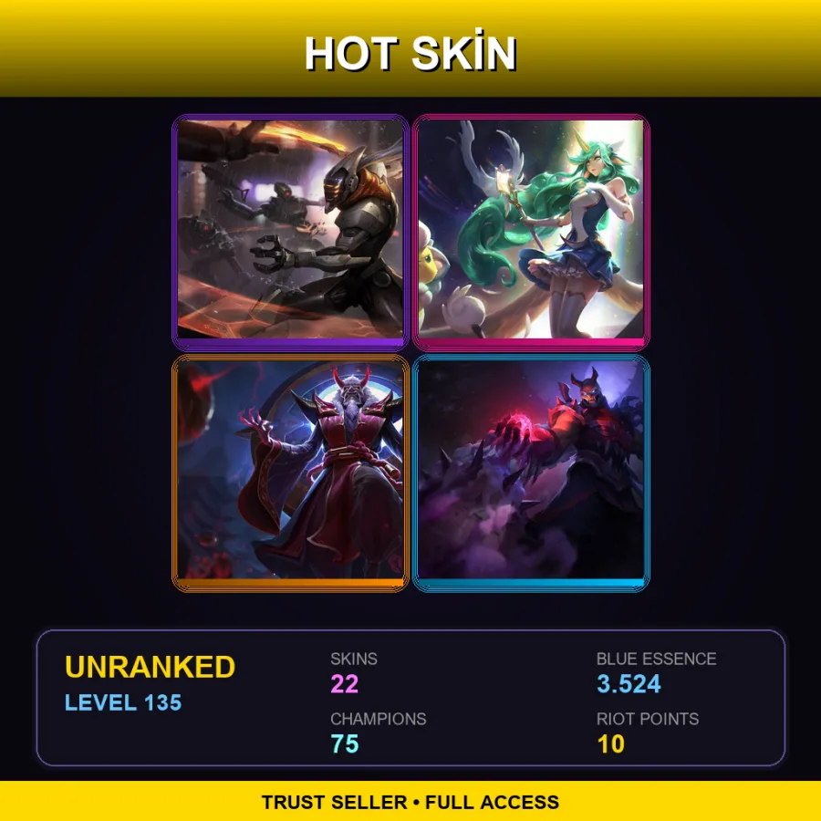 TR | Lv135 | Unranked | 22 Skin | 75 Champ