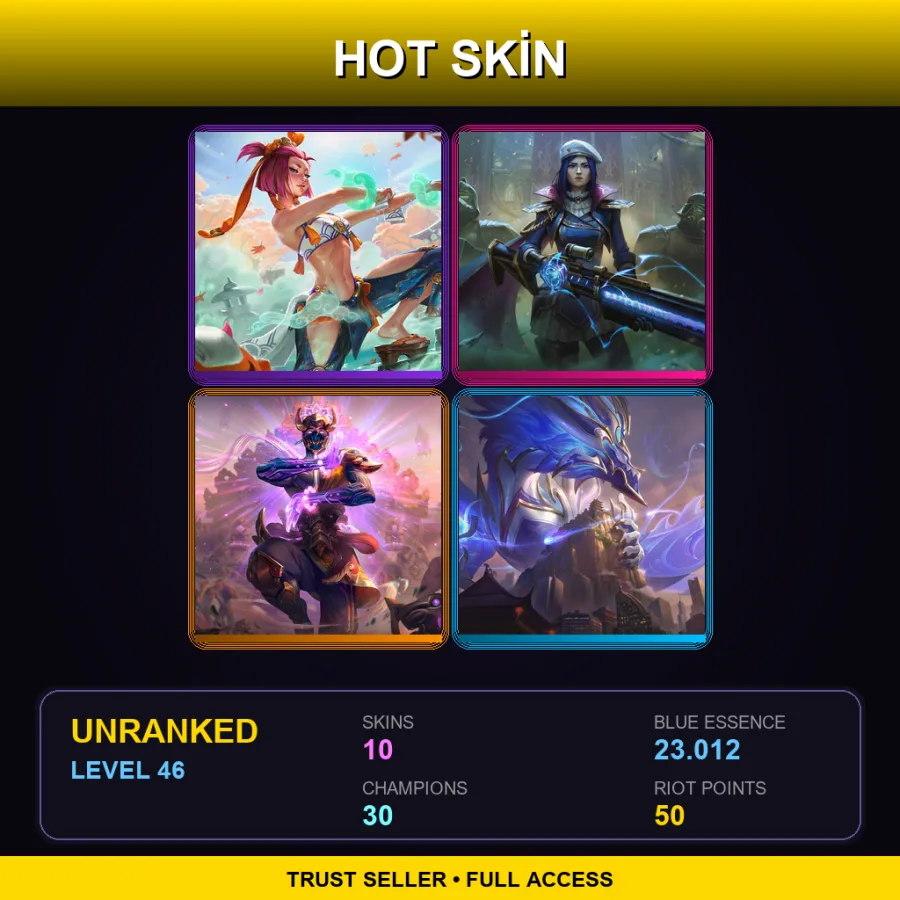 EUW | Lv46 | Unranked | 10 Skin | 30 Champ