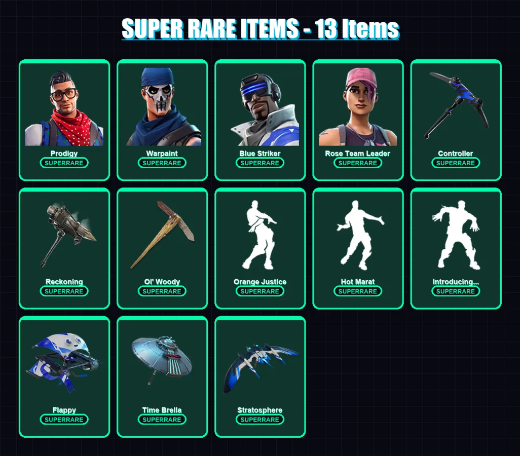 [PC/XBOX/PSN] | Prodigy | Warpaint | Blue Striker | Rose Team Leader | Calamity | 113 skin | 117 pickaxe | 104 emote | 105 glider | Lv1754 — Fortnite account