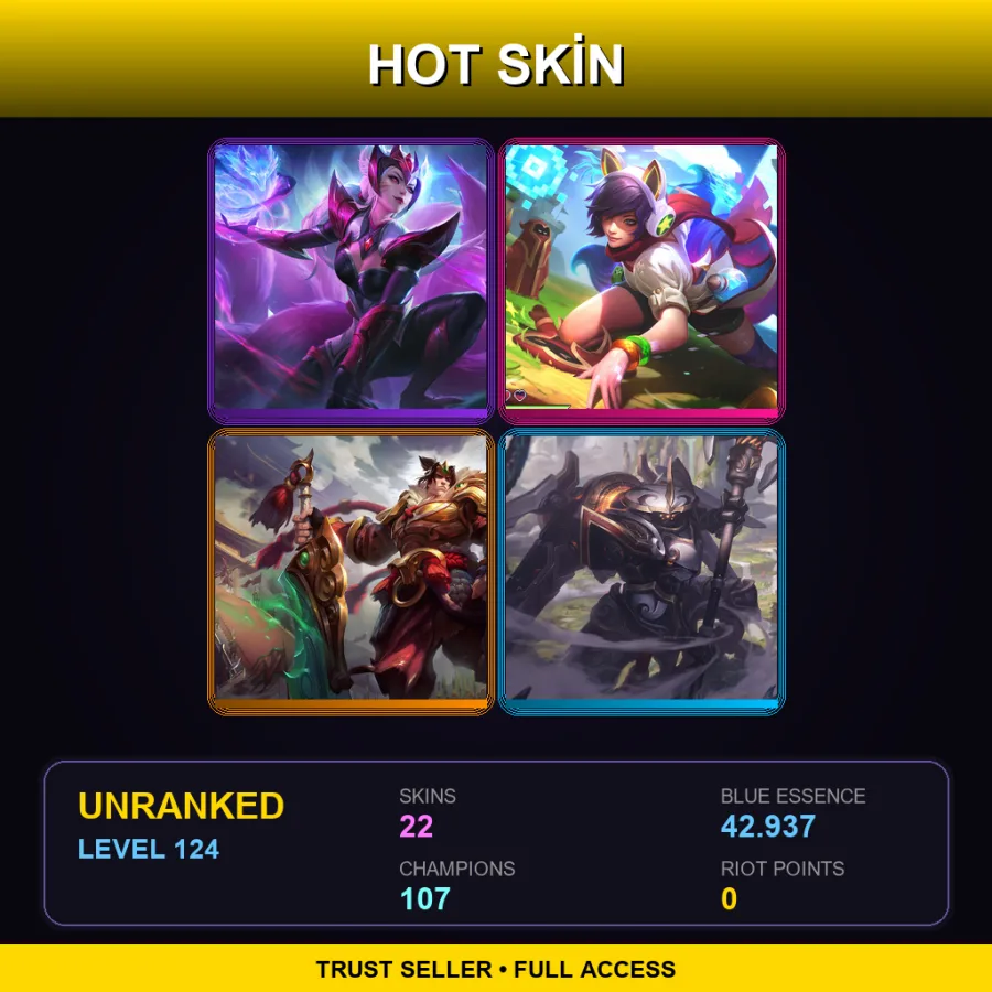 BR | Lv124 | Unranked | 22 Skin | 107 Champ — LoL account