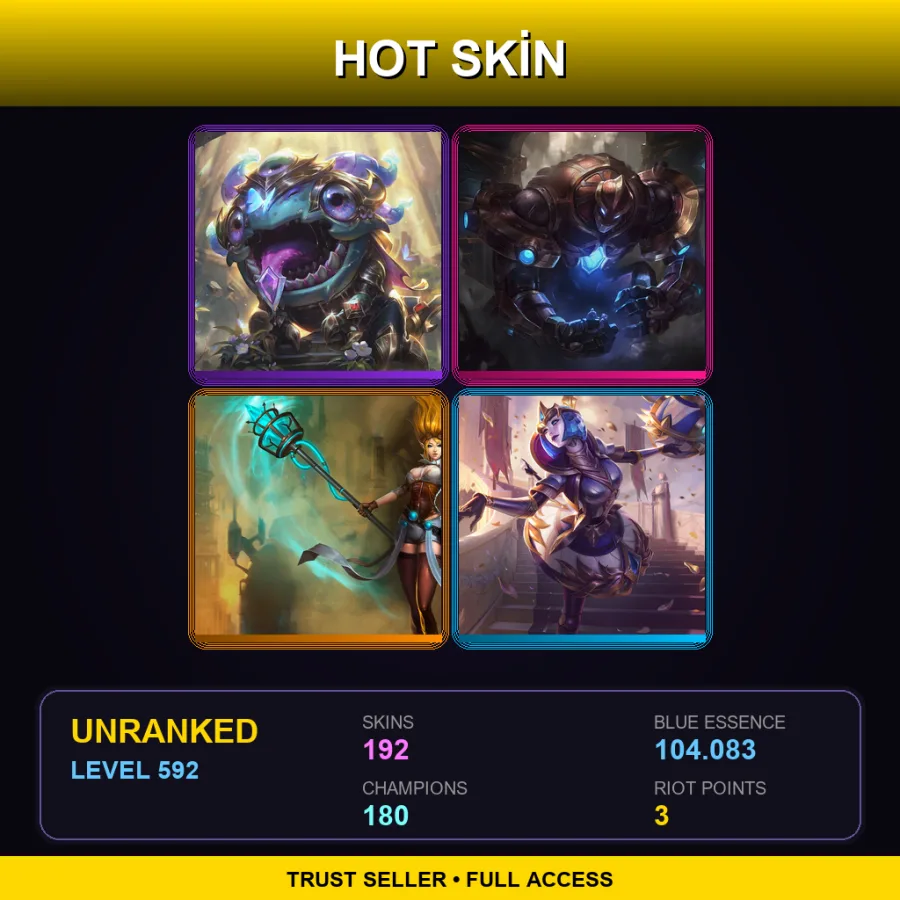 TR | Lv592 | Unranked | 192 Skin | 180 Champ — Superb Villain Veigar