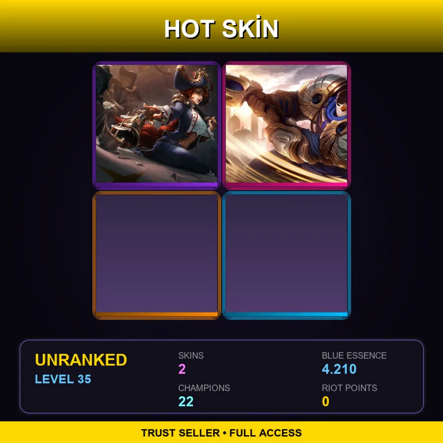 EUNE | Lv35 | Unranked | 2 Skin | 22 Champ — LoL account