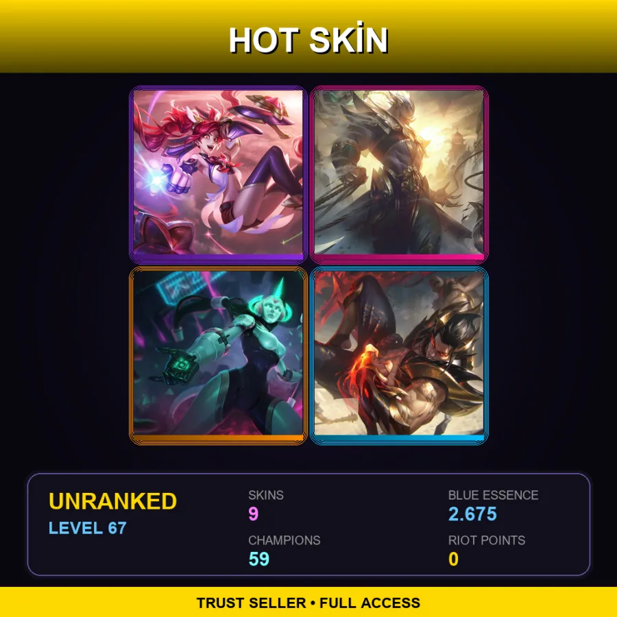 LAN | Lv67 | Unranked | 9 Skin | 59 Champ