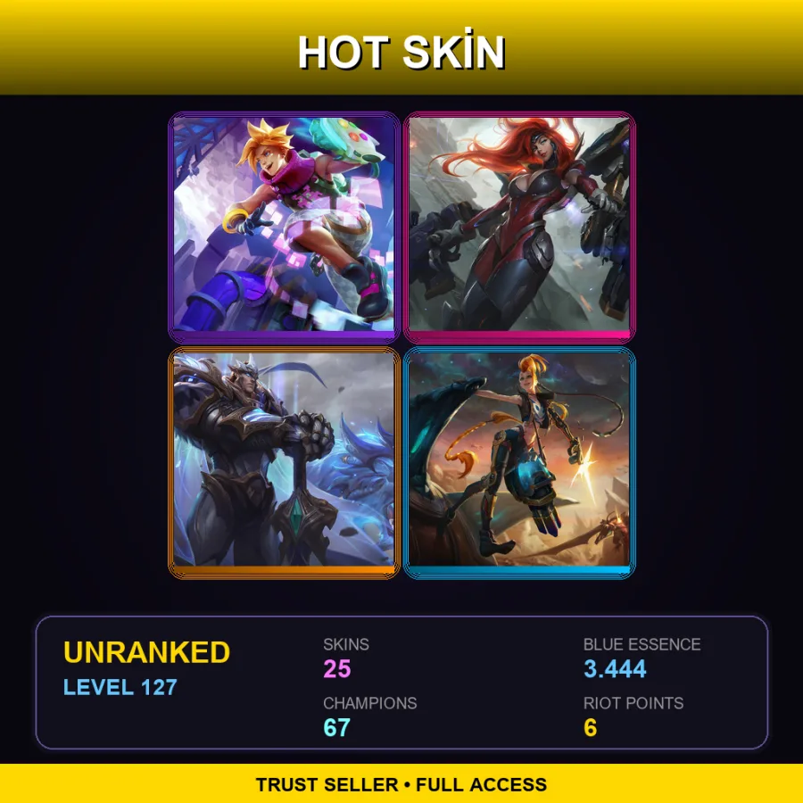 SG | Lv127 | Unranked | 25 Skin | 67 Champ — LoL account